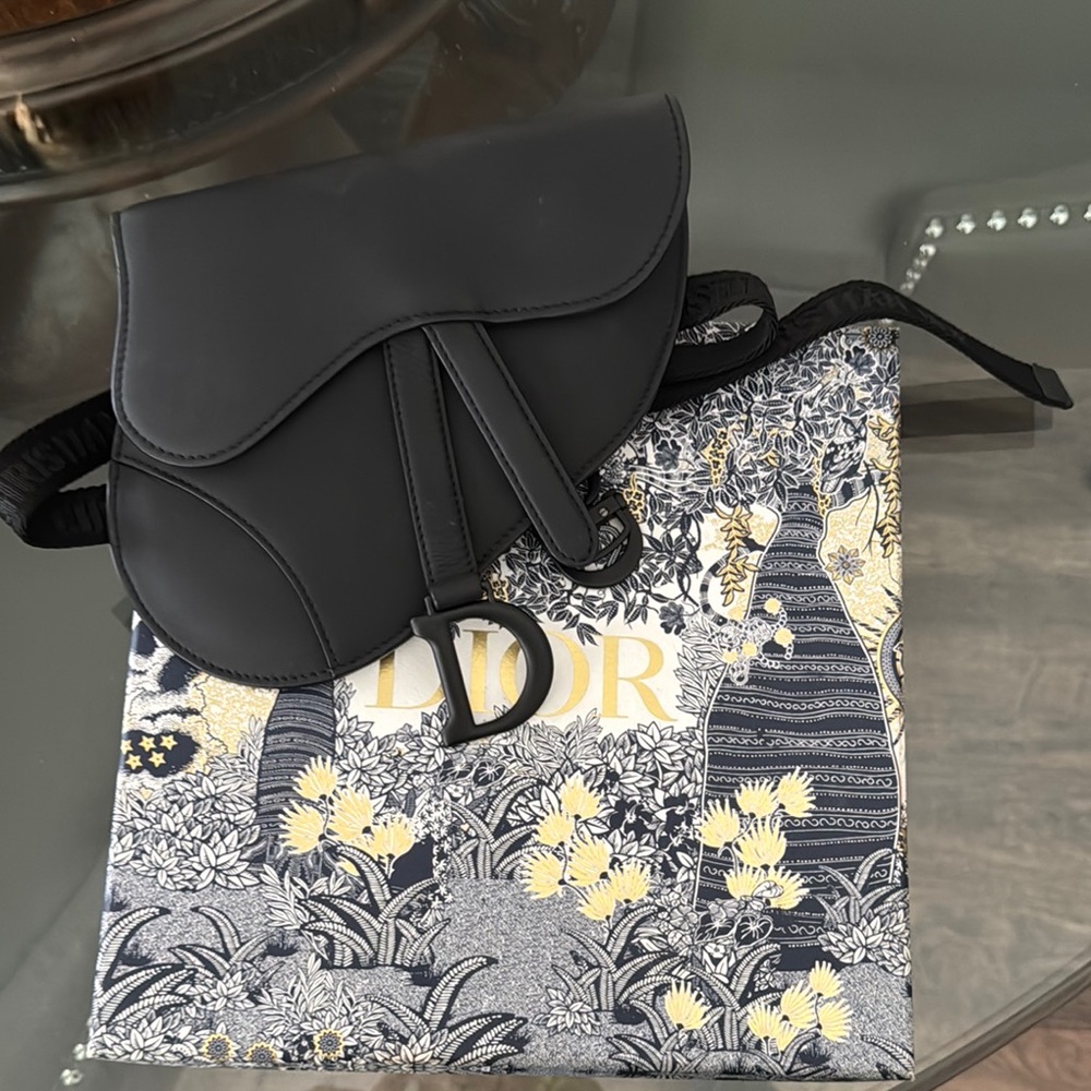 Dior Black Crossbody Bag with Saddle Shape and Adjustable Strap